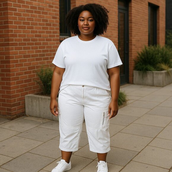 Lauren Ralph Lauren White Cargo Pants Plus Size Ladies 18 Gorpcore Utility HIKE - Picture 1 of 4
